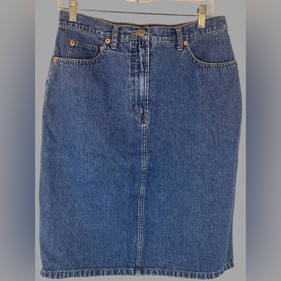 Y2K The Limited Split Blue Denim Knee Length Pencil Skirt Size 10 - Picture 2 of 5